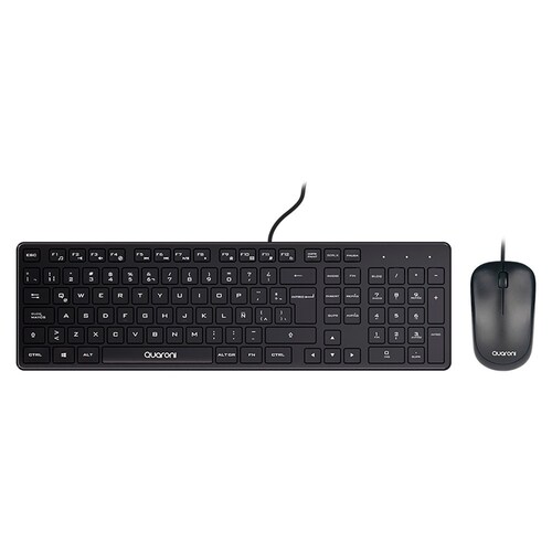 Kit de teclado mouse Quaroni KAQ01 alámbrica tecnología mouse optico 2 botones scroll teclado