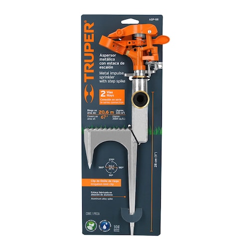 Aspersor metálico para jardín con límite de riego Truper