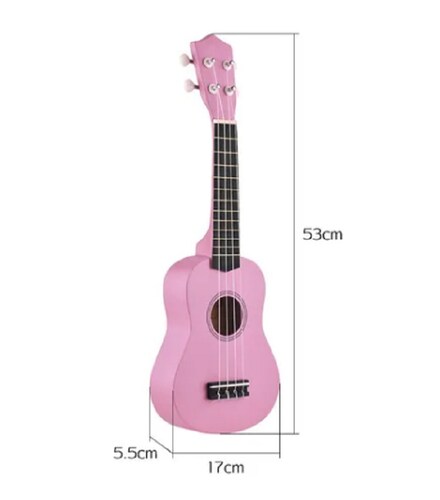 Ukelele Soprano Acústico De 21 Pulgadas Para Niño Rosa