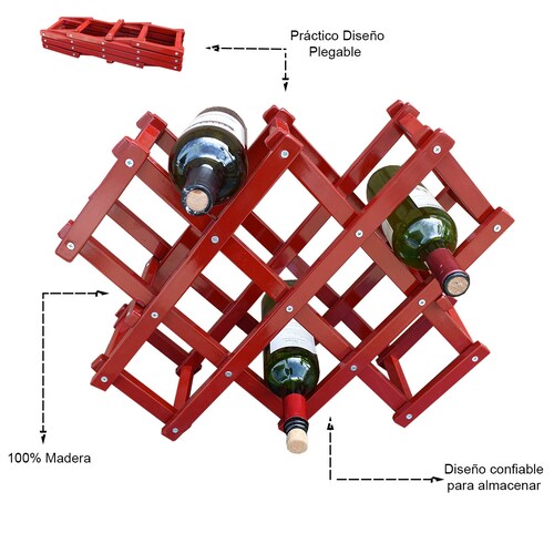 Cava Plegable 10 Botellas Rojo