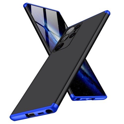 Protector de lujo fino Samsung Galaxy S22 ultra Negro con Azul.