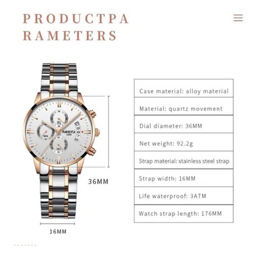 Nibosi Marca Lujo Relojes Mujer Impermeable 2309