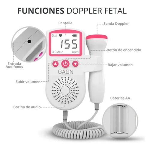 Doppler-Detector de ultrasonido de sonido Fetal para el hogar, dispositivo  portátil de 3,0 MHz para embarazadas, medidor de embarazo y bebés