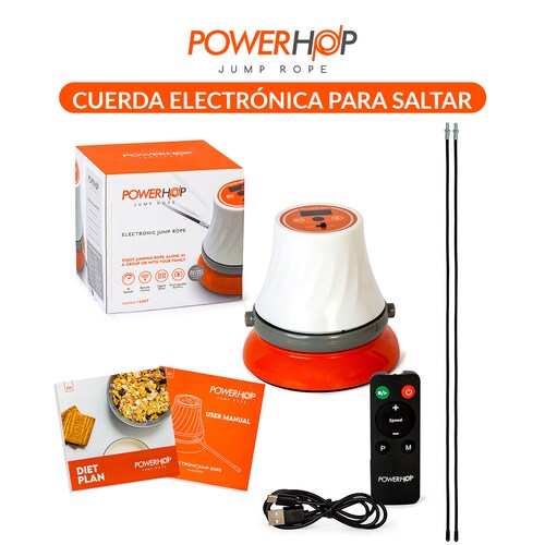 Cuerda Electrónica para Saltar Power Hop Quick Fit Pro Recargable y Portátil con Control Remoto, USB y Modos de Entrenamiento de Salto Digital 
