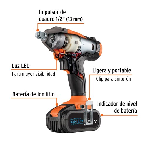 Llave de Impacto Inalámbrica Profesional de 1/2 20v ,Truper 