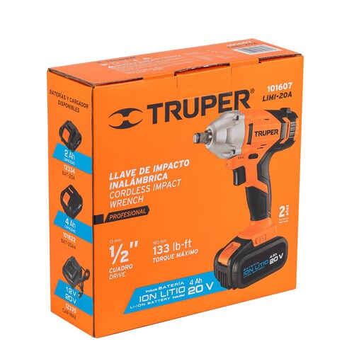 Llave de Impacto Inalámbrica Profesional de 1/2 20v ,Truper 