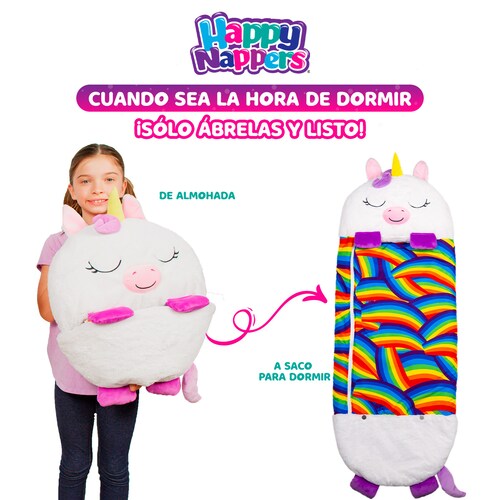 Saco de dormir, almohada y peluche en uno Happy Nappers Unicornio Beautifull Home Colchoneta para siesta con almohada ideal para viajes, guardería y camping.
