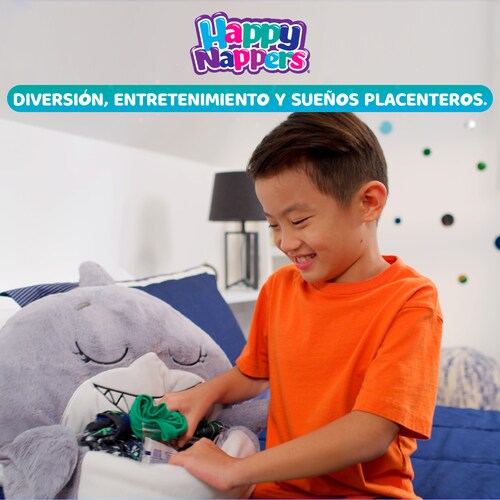 Saco de dormir, almohada y peluche todo en uno Happy Nappers Tiburón Beautifull Home Colchoneta para siesta con almohada ideal para viajes, guardería y camping.