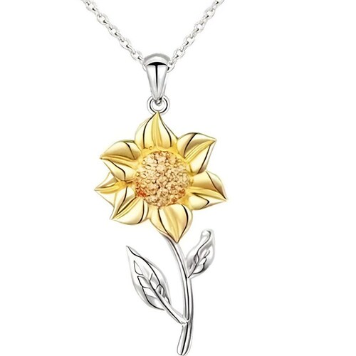 Colgante Girasol Plata 925 Y Cadena .