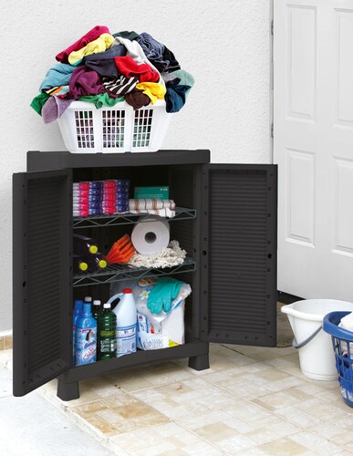 Cómoda Porto Duna Plástico, Negro, 2 Entrepaños