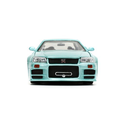 Brian 2002 Nissan Skyline GT-R BNR34 AQUA Rapido y Furioso JADA TOYS ESCALA 1:24