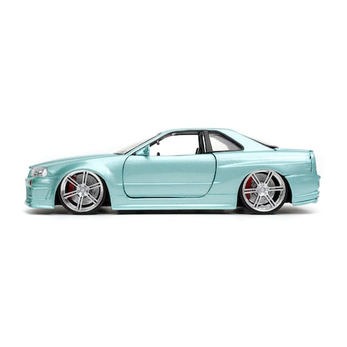 Brian 2002 Nissan Skyline GT-R BNR34 AQUA Rapido y Furioso JADA TOYS ESCALA 1:24