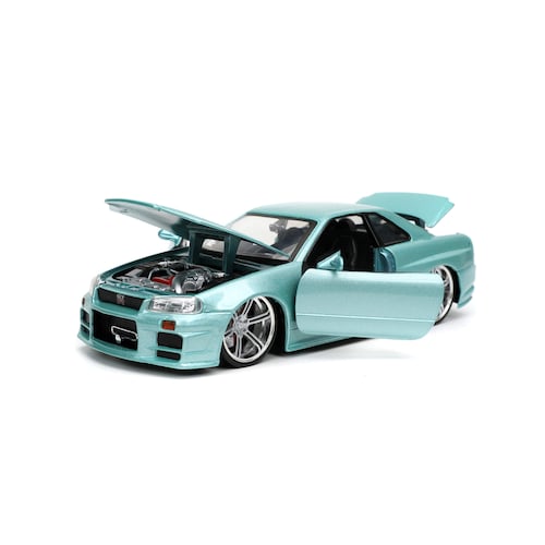 Brian 2002 Nissan Skyline GT-R BNR34 AQUA Rapido y Furioso JADA TOYS ESCALA 1:24