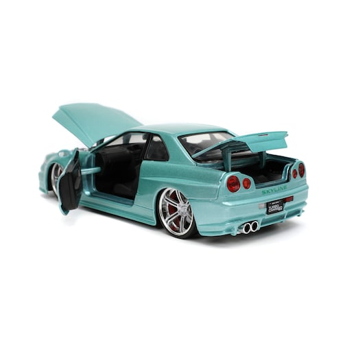 Brian 2002 Nissan Skyline GT-R BNR34 AQUA Rapido y Furioso JADA TOYS ESCALA 1:24
