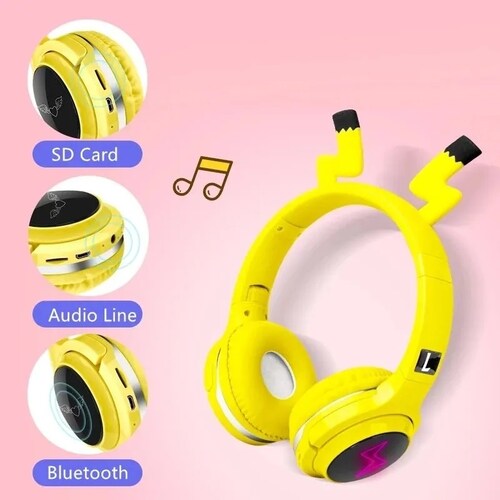 Audifonos Pikachu Niños Adolescentes Diadema Ajustable