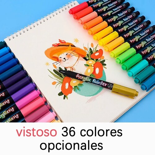 36 Plumones Punta Pincel Brush Pintura Acrílica Tipo Posca