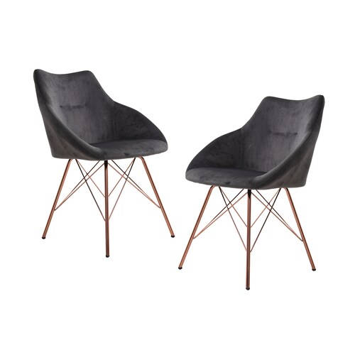 2 Sillones Individuales Jewel de Tela color Gris Oxford