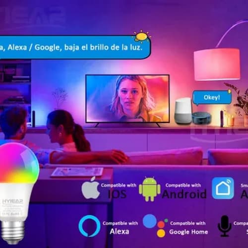 Casquillo de bombilla inteligente E27 compatible con Google Home, Alexa y  IFTTT