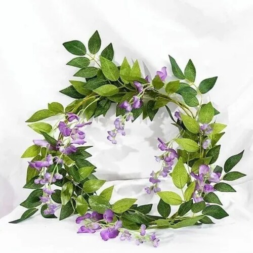 Corona De Glicinas Flor Artificial Decoración Púrpura 4p