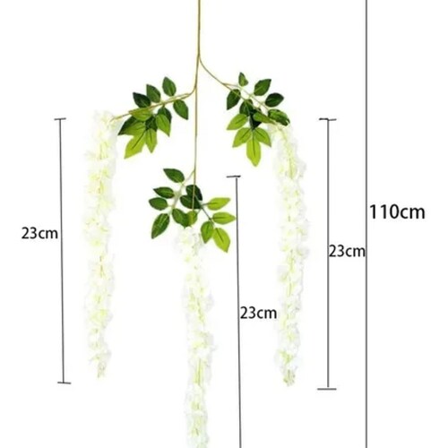 12 Flores Artificiales Wisteria 1.1m Boda Decoración Fiesta.