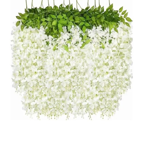12 Flores Artificiales Wisteria 1.1m Boda Decoración Fiesta.