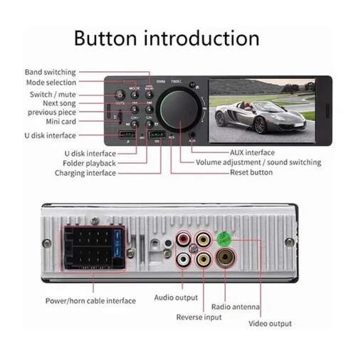Reproductor Auto Estereo Pantalla Táctil 4.1 Mp5 Bt + Camara