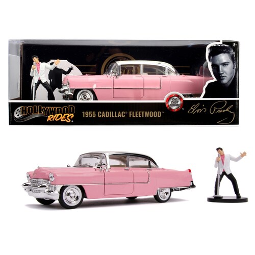 1955 Cadillac Fleetwood con Figura de Elvis Presley Jada Toys Hollywood Rides Escala 1:24