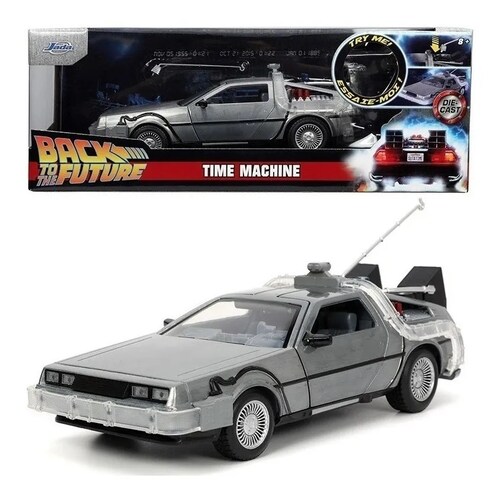 DELOREAN TIME MACHINE 1 CON LUZ VOLVER AL FUTURO BACK TO THE FUTURE JADA TOYS ESCALA 1:24