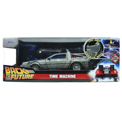 DELOREAN TIME MACHINE 1 CON LUZ VOLVER AL FUTURO BACK TO THE FUTURE JADA TOYS ESCALA 1:24