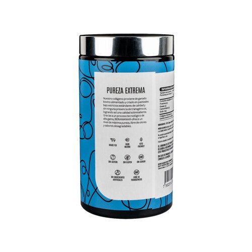 PURE Péptidos Bioactivos de Colágeno - 100% Colágeno Hidrolizado en polvo, Grass Fed, Non GMO. Sin olor y sin sabor. 100% soluble (30 porciones). BERAMANA