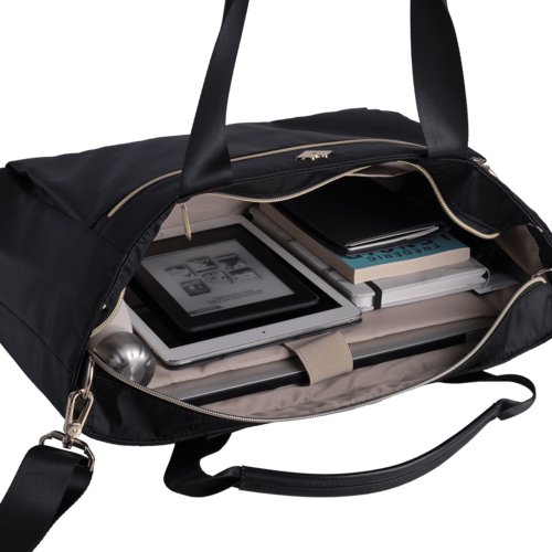 LuckyLy Bolsa para Laptop Mujer hasta 16 Pulgadas, Moderna con Múltiples Compartimentos, Modelo Tanya, Negro