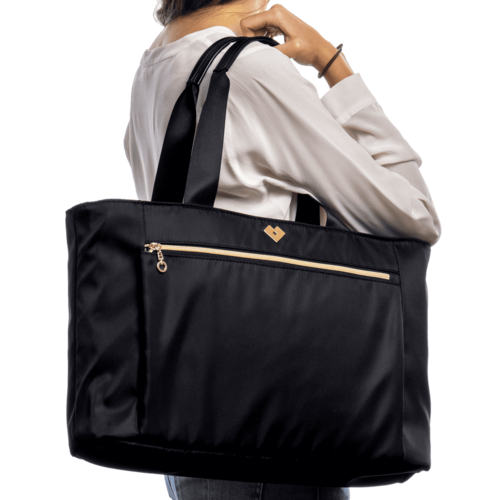 LuckyLy Bolsa para Laptop Mujer hasta 16 Pulgadas, Moderna con Múltiples Compartimentos, Modelo Tanya, Negro