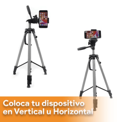 Tripie Universal Reforzado Archy de 140cm con Soporte Celular, agarradera, Nivelador y Bolsa de Almacenamiento (Zp80)