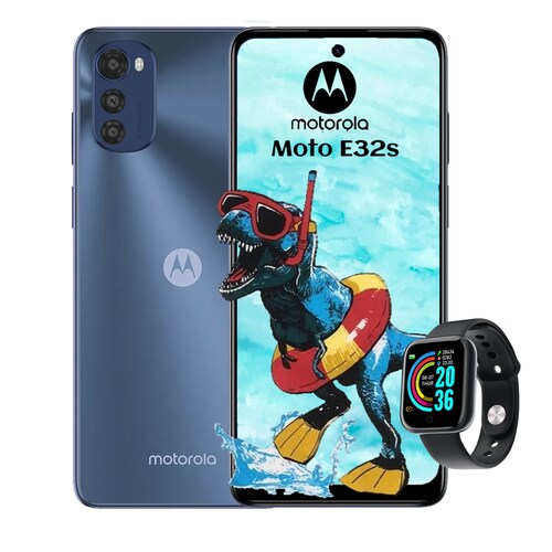 Celuar Motorola Moto E32S Dual sim almacenamiento 32GB Ram 3GB-Gris + smart band