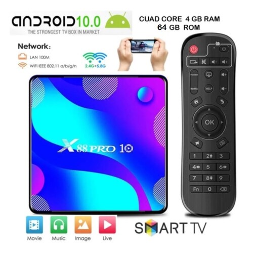 Android TV Box X88 4Gb RAM 64Gb ROM + Control de Voz 