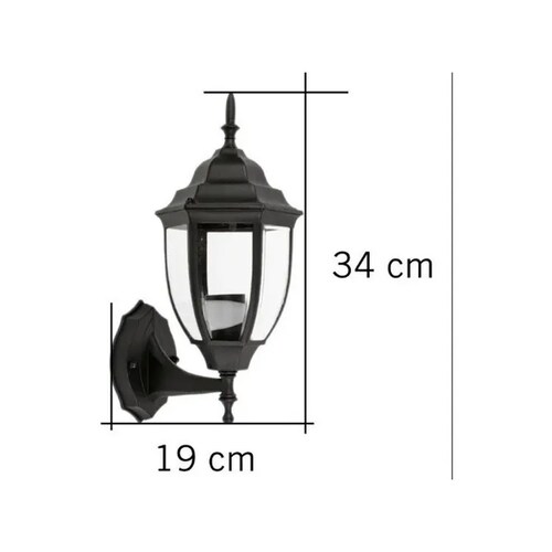 Farol Decorativo Tipo Español Negro Exterior Luminario Pared