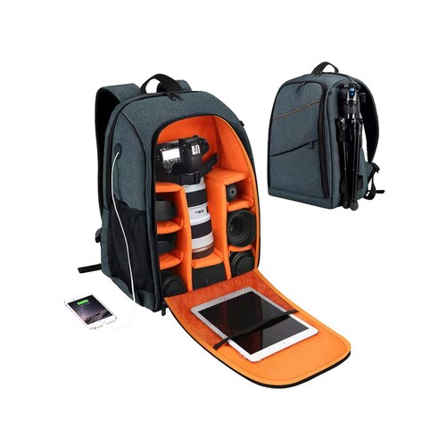 Tec4Home Mochila Para Laptop y Cámara Fotográfica Premium Gris, T4H-FC-03