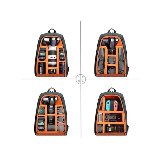 Tec4Home Mochila Para Laptop y Cámara Fotográfica Premium Gris, T4H-FC-03
