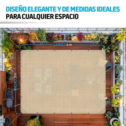 Malla Sombra Raschel 4x3m 90% Reforzada para Exteriores Redlemon