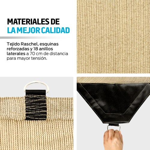 Malla Sombra Raschel 5x4m 90% Reforzada para Exteriores Redlemon