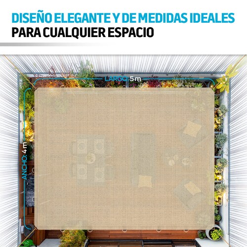 Malla Sombra Raschel 5x4m 90% Reforzada para Exteriores Redlemon