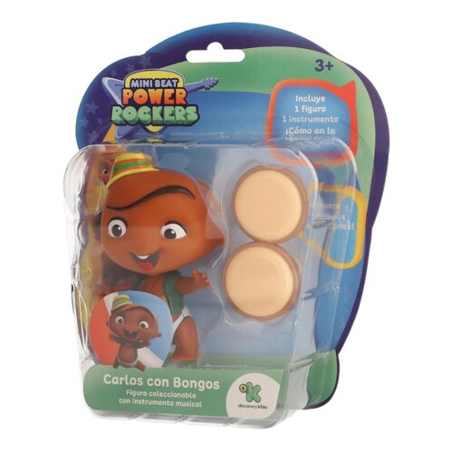 Mini Beat Power Rockers Figura Carlos 10 cm + Accesorio Instrumento Musical 
