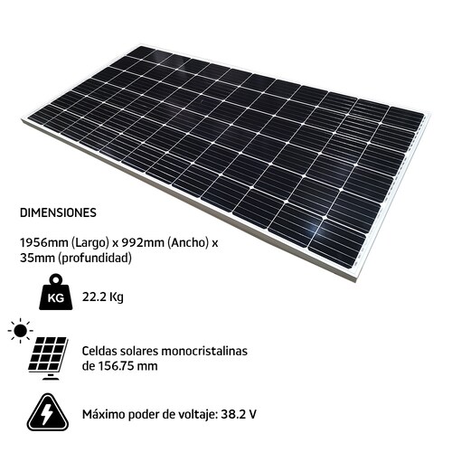 Panel Solar Bifacial de 340 Watts con Celdas Monocristalinas de Silicio y Estructura de Aluminio Ideal para Instalaciones de Alto Consumo / Master / MP-CELDA340WN