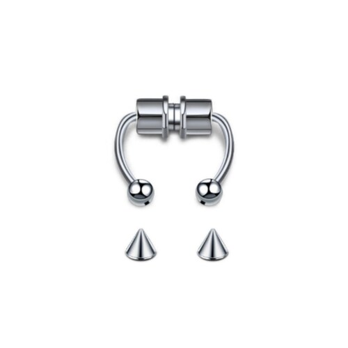 Anillo De Nariz Falso Magnético Sin Perforación | Acero Inoxidable 316L Con Diamante De Imitación | Tamaño 20G (0.8 Mm), Diámetro 8 Mm | Hipoalergénico