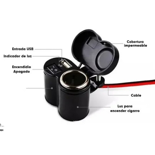 Cargador Base Usb Motocicleta Impermeable Viaje Celular Gps
