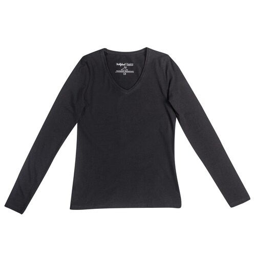 Playera Negra Manga Larga Mujer Playera Cuello Redondo Playera De