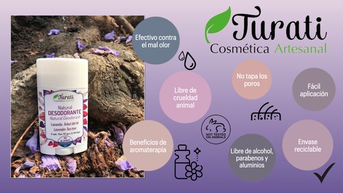 Desodorante natural Turati aroma Lavanda-árbol de té 3 piezas