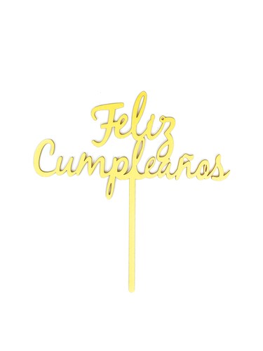 Letrero Pastel Cake Topper Feliz Cumpleaños Gold BdLG-001