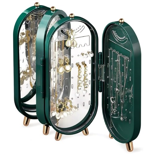 Soporte organizador de pendientes, 4 capas pequeño plegable a prueba de polvo