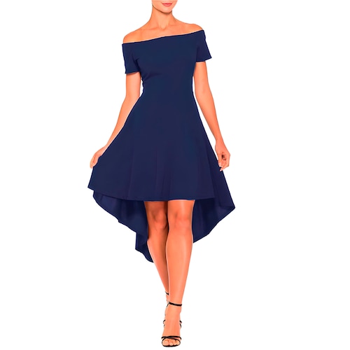 Vestido strapless manga corta  y cola de pato